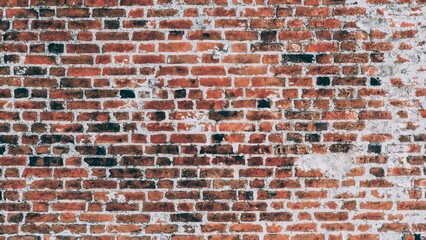 Red brick wall The wall is made of brick and has a rough texture for background
