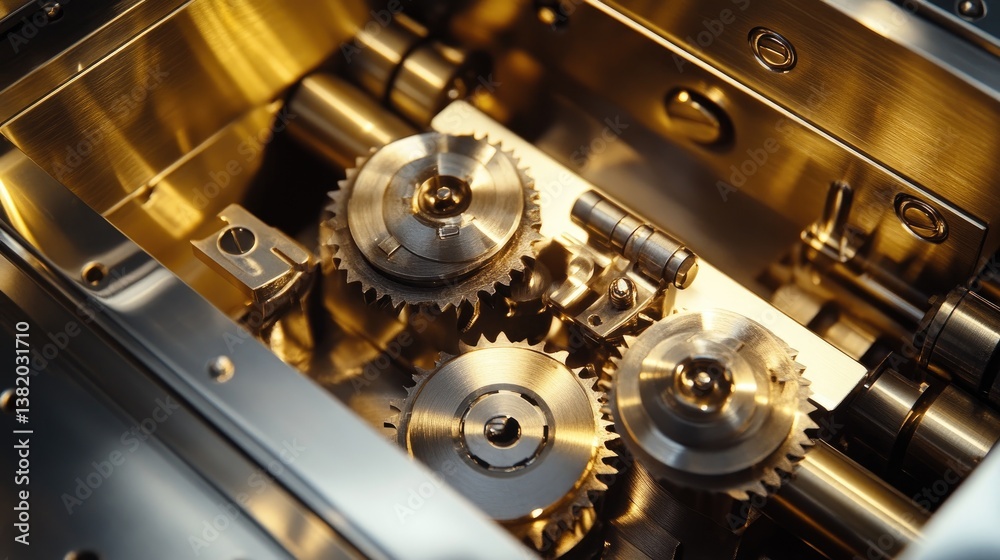 Poster A detailed shot of a metallic safe lock mechanism, showcasing its precision-engineered components and the strength of its secure locking system.
