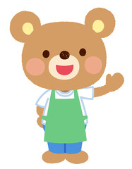 かわいいクマのキャラクター　エプロン　スタッフ　店員