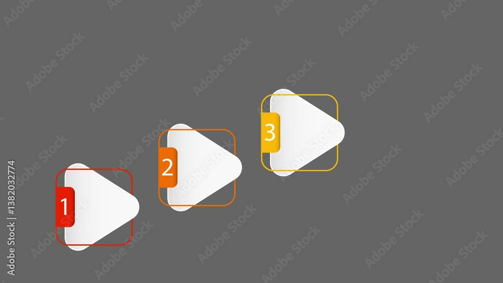Canvas Prints animated video of 4, 5 and 6 steps triangle shape with multicolor label for marketing infographic, 4