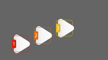 animated video of 4, 5 and 6 steps   triangle shape  with multicolor label for marketing infographic, 4k