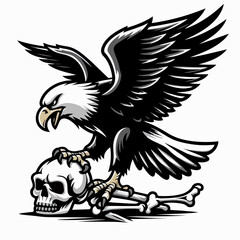 vector illustration of an eagle holding prey