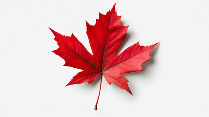 Red maple leaf on a white background.