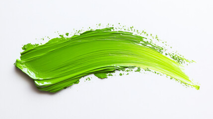 green paint stroke on white background