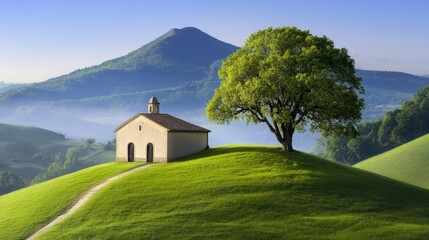 Fototapeta premium A majestic sunflower field in Tuscany, Italy, glowing in the golden afternoon light