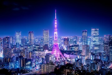 A mesmerizing timelapse of Tokyo neon streets from above, with vibrant lights illuminating the cityscape