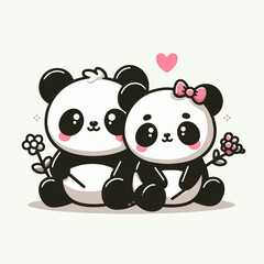 pair panda vector illustration