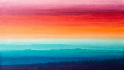 Fototapeta premium イラスト：山の夕焼け