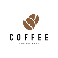 coffee drink logo design with glass and coffee bean with delicious aroma with simple template illustration symbol