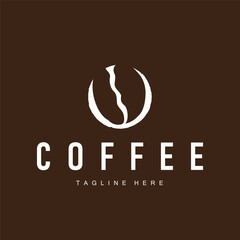 coffee drink logo design with glass and coffee bean with delicious aroma with simple template illustration symbol