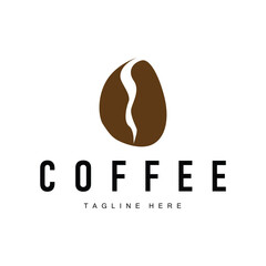 coffee drink logo design with glass and coffee bean with delicious aroma with simple template illustration symbol