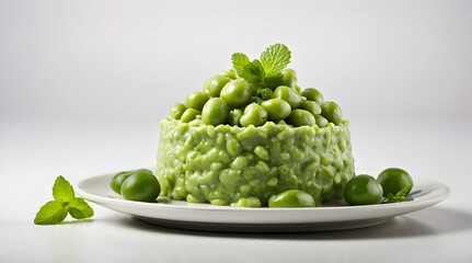 Creamy Pea Risotto with Fresh Mint Garnish........