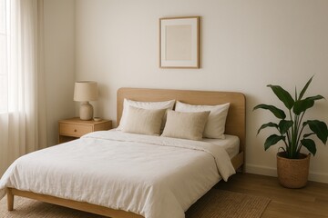 Minimalist cozy bedroom design.