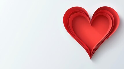 A vibrant, layered red heart against a clean white background, perfect for promoting love, relationships, or heartfelt messages, Ideal for Valentine's Day content, social media, or greeting cards,