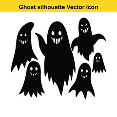 Halloween Monsters Silhouette Vector Icon Set