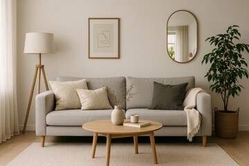 Minimalist cozy living room decor.
