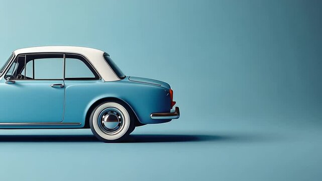 Vintage Car on Blue Background: A classic convertible car, captured in a studio setting with a clean blue backdrop, evoking nostalgia and a sense of timeless style.