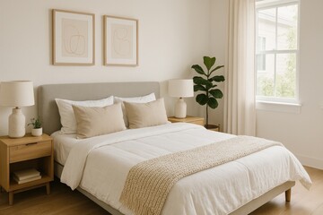 Modern cozy bedroom decor.