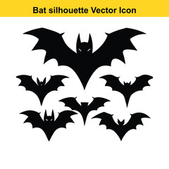 Cartoon bat with wings in a Halloween-themed vector illustration.