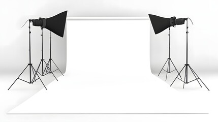 Photography Studio Setup with Softbox Lighting and Backdrop