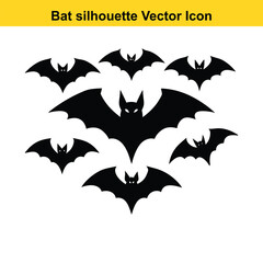 Cartoon bat with wings in a Halloween-themed vector illustration.