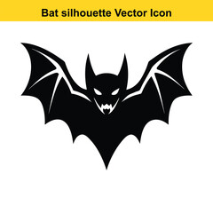 Cartoon bat with wings in a Halloween-themed vector illustration.