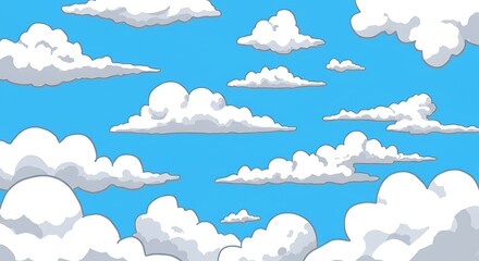 Cartoon Cloudscape Bright Blue Sky AI Generated