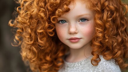 Fototapeta premium Vibrant Portrait of a Stylish Young Woman with Curly Red Hair Posing for a Photo