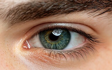 Obraz premium Closeup Blue Eye with Male Gaze, Intense Look, and Human Detail.