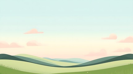 Obraz premium Serene Rolling Hills Under a Pastel Sky
