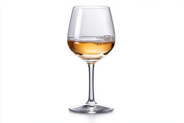Isolated crystal clear glass of white wine with golden hues elegant setting drink photography minimalistic environment close-up perspective aesthetic concept