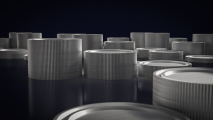 Fototapeta premium The Silver coins for Business concept 3d Rendering.