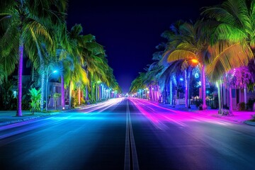 Fototapeta premium A timelapse of traffic lights weaving through Bangkok streets, creating vibrant light trails