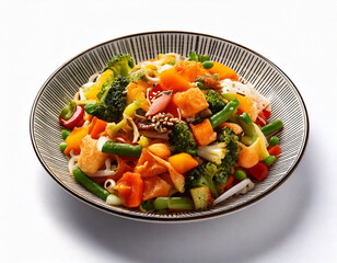 Asian hight protein and low calorie dish on a white background