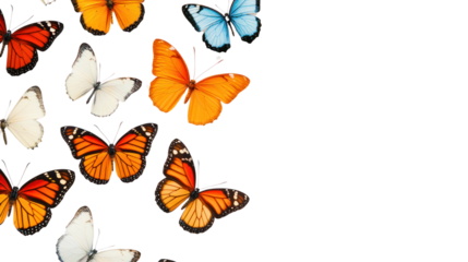 Colorful butterflies in flight natural habitat wildlife photography bright environment close-up view nature concept