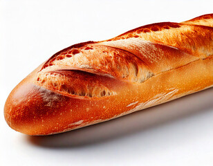 Baguette bread close-up on a white background
