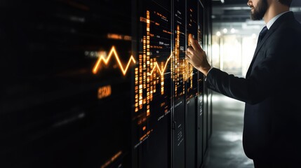 Analyzing financial data trends office environment digital content modern workspace professional viewpoint business insights