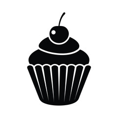 cupcake with cherry on top vector illustration