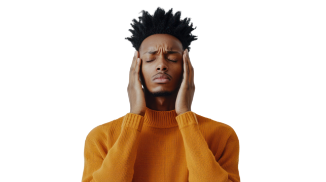 Emotional struggle of a young man indoor setting portrait photography calm environment close-up perspective