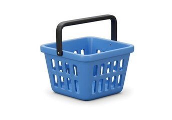 3D Blue Shopping Basket with Black Handle