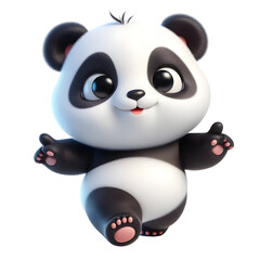 Cute 3d panda isolated on white background © adobe