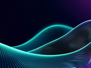 Abstract curved lines wave pattern overlay in dark teal blue green colors for modern technology background and banner. Ocean swirl tech backdrop.