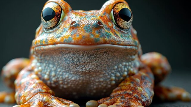 Eye-to-Eye with the Amphibian: A captivating close-up of a vibrant frog, showcasing its intricate skin patterns and expressive gaze