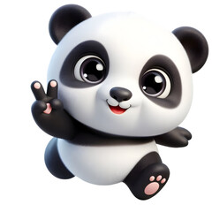 Cute 3d panda isolated on white background © adobe