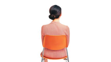 Reflective silence woman contemplating in minimalist space indoor studio still life serene viewpoint