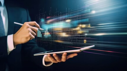 Technology innovation showcase corporate office digital presentation futuristic environment close-up viewpoint