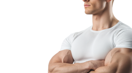 Fitness model showing strength studio portrait minimalist side view empowerment and confidence