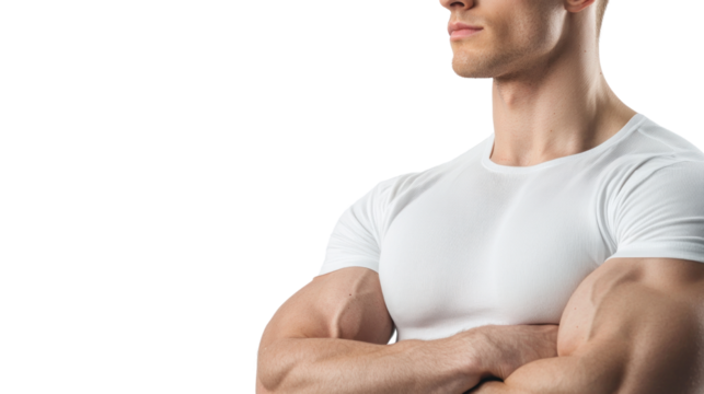 Fitness model showing strength studio portrait minimalist side view empowerment and confidence