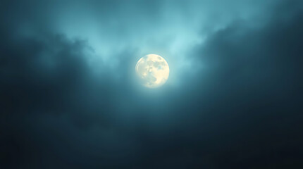 Fototapeta premium Full moon shrouded in dark clouds