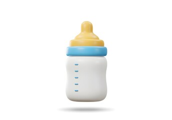 3D White Baby Bottle with Yellow Nipple